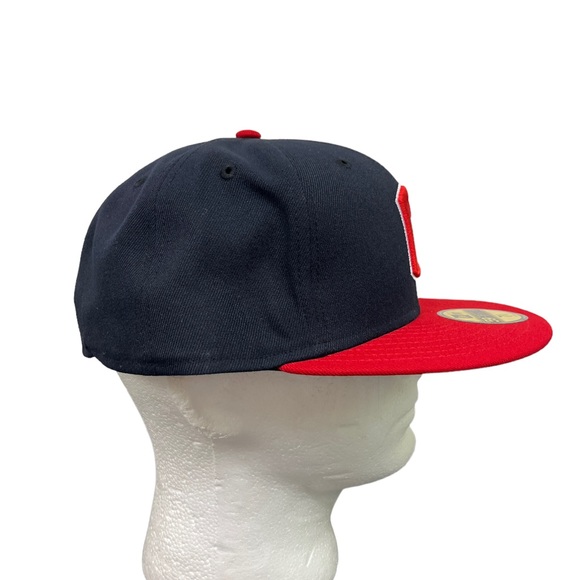 New Era 59Fifty Cleveland Guardians Hat Blue Red Brim Logo Fitted Hat Size 7 3/4 - Picture 4 of 5